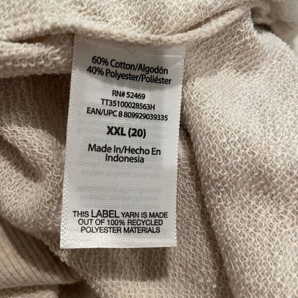 Time And Tru Crew neck Sweatshirt Women’s Size XXL 20 NEW Beige - Picture 8 of 9
